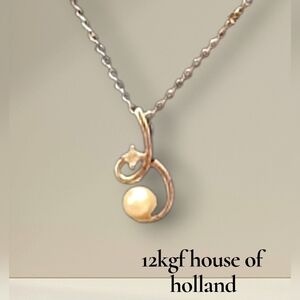 12k Pearl Cz necklace with pendants 12GF signed house of holland